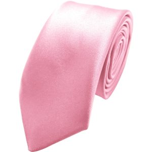 Satin Baby Pink Italian Satin Skinny Wedding Tie
