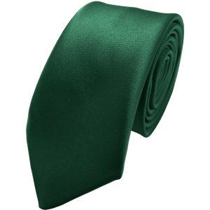 Satin Bottle Green Italian Satin Skinny Wedding Tie