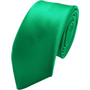 Satin Emerald Green Italian Satin Skinny Wedding Tie