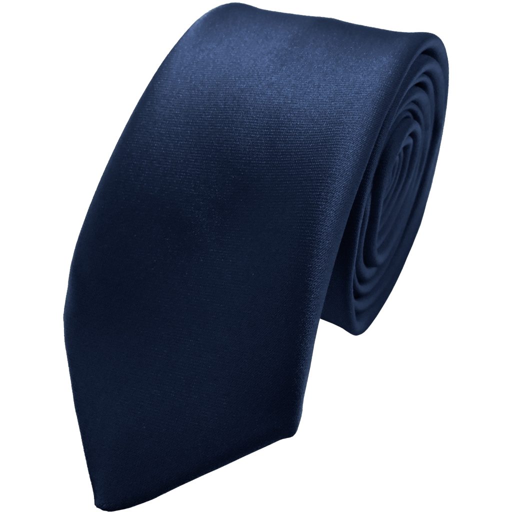 Satin Navy Blue Italian Satin Skinny Wedding Tie