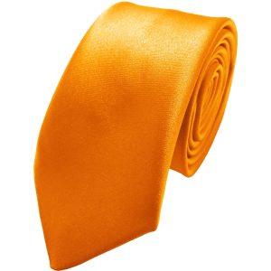 Satin Orange Italian Satin Skinny Wedding Tie