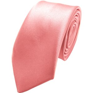 Satin Peach Echo Italian Satin Skinny Wedding Tie