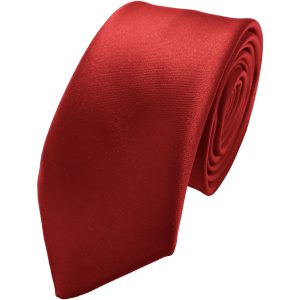 Satin Red Italian Satin Skinny Wedding Tie