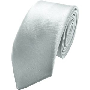 Satin Silver Italian Satin Skinny Wedding Tie