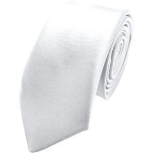 Satin White Italian Satin Skinny Wedding Tie