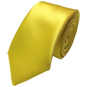 Satin Yellow Italian Satin Skinny Wedding Tie