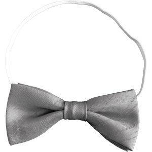 Gun Metal Silver Dupion Toddler Elastic Bow Tie