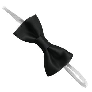 Satin Black Elastic Bow Tie