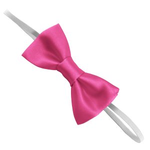 Satin Cerise Elastic Bow Tie