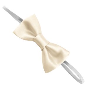 Satin Ivory Elastic Bow Tie