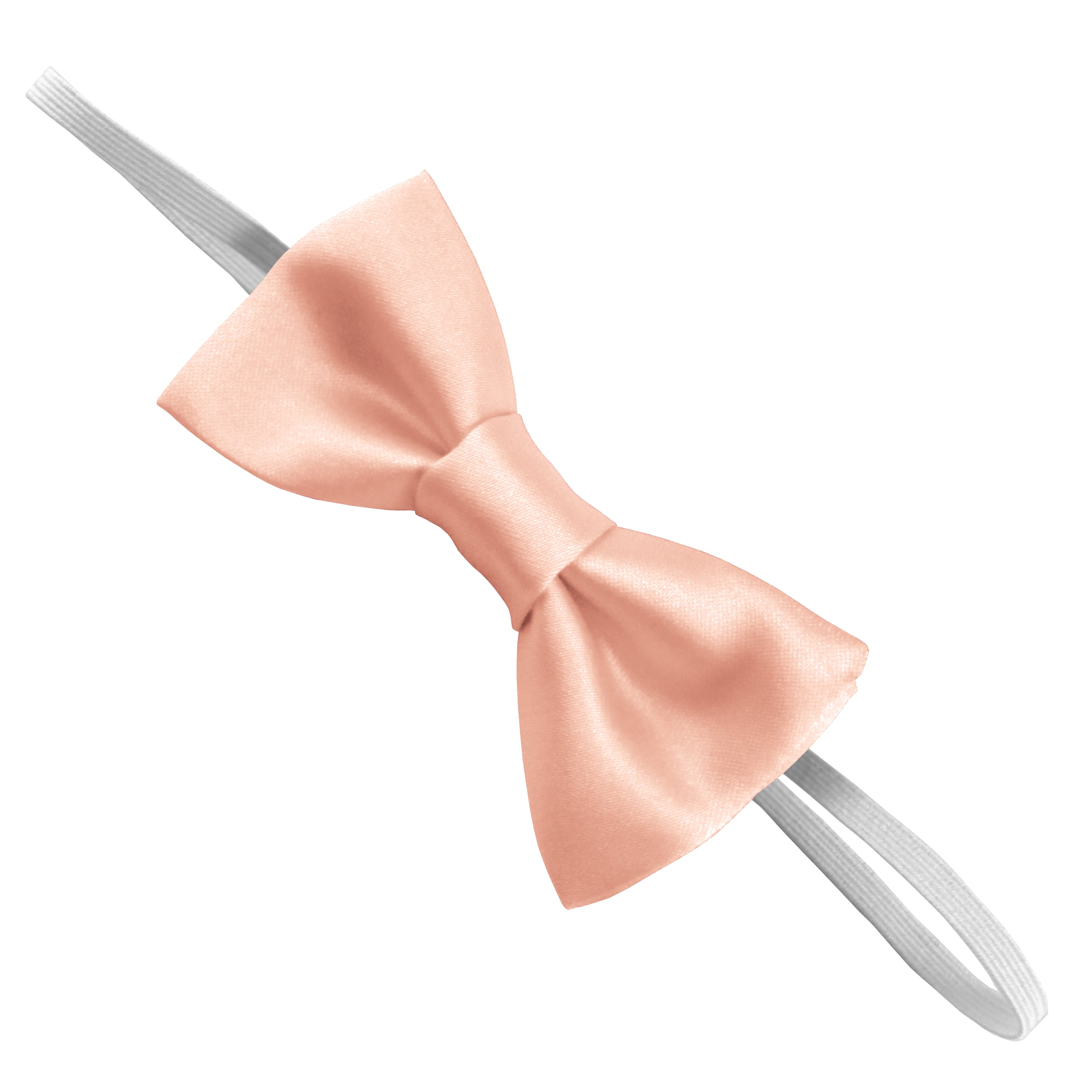 Satin Peach Elastic Bow Tie