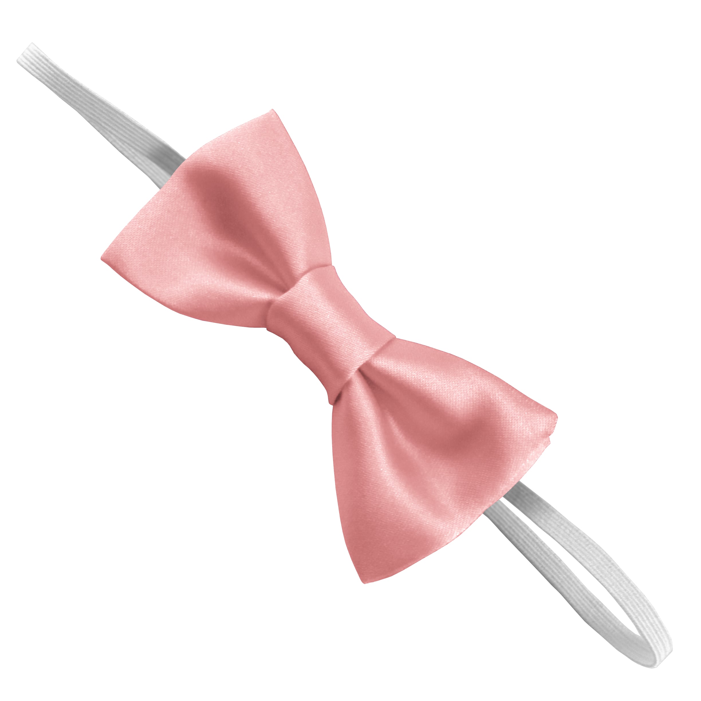 Satin Peach Echo Elastic Bow Tie