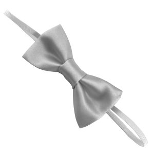 Silver Satin Elastic Bow Tie