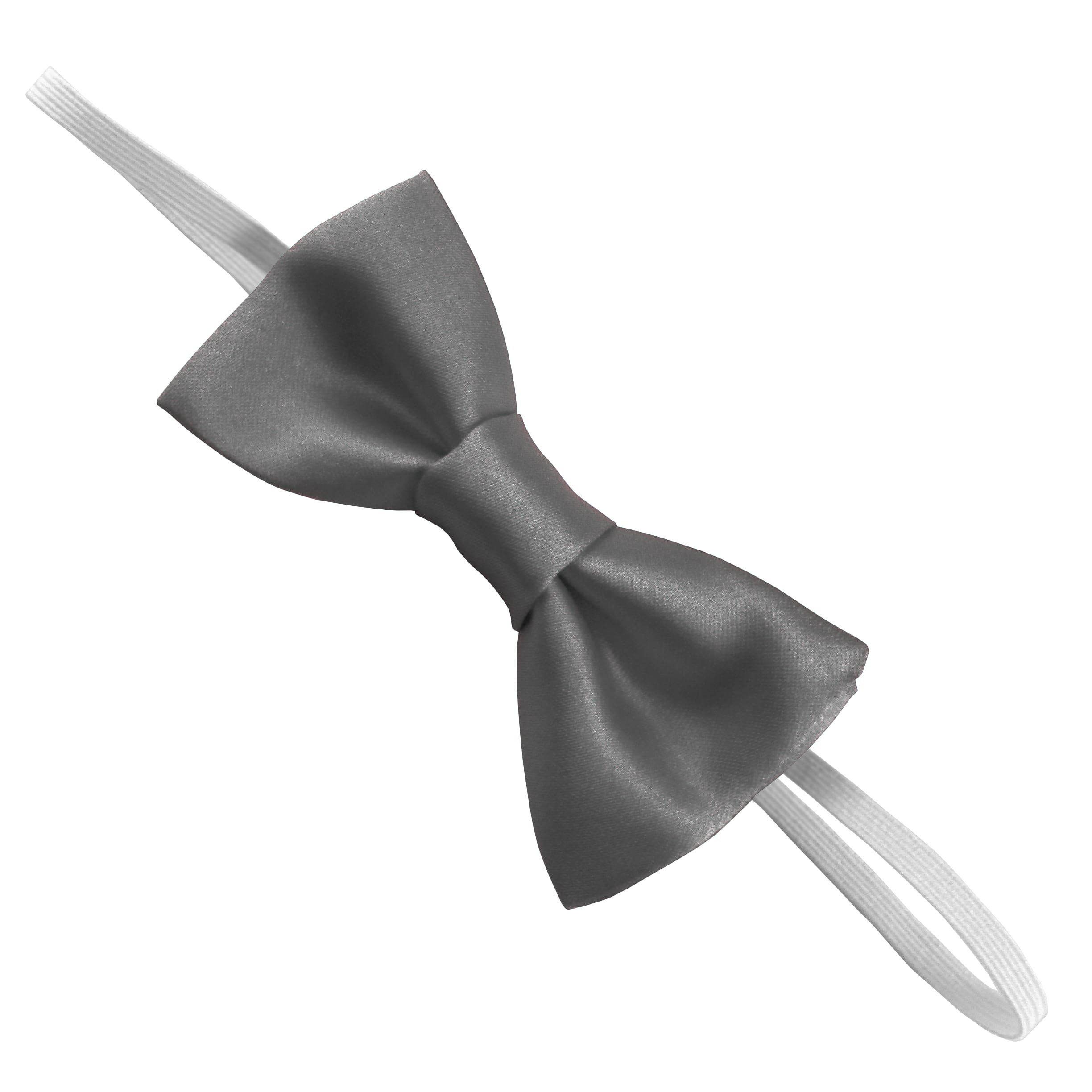 Satin Slate Elastic Bow Tie