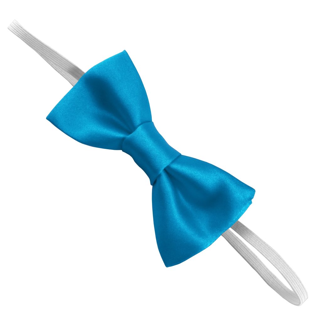 Satin Turquoise Elastic Bow Tie