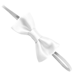 Satin White Elastic Bow Tie