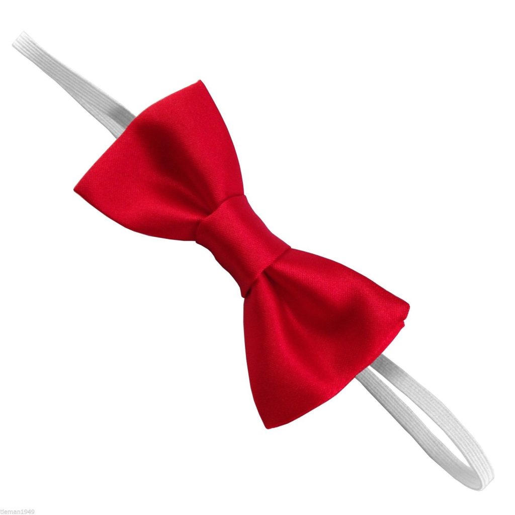Satin Red Elastic Bow Tie