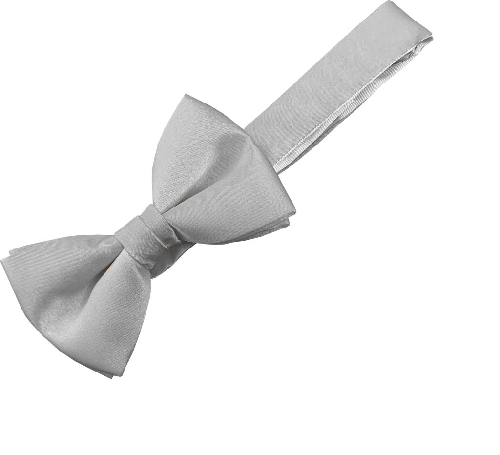 Satin Silver Bow Tie