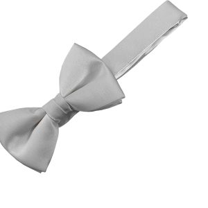 Satin Silver Bow Tie