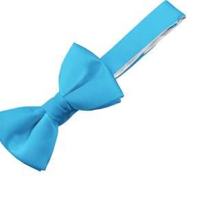 Satin Turquoise Bow Tie