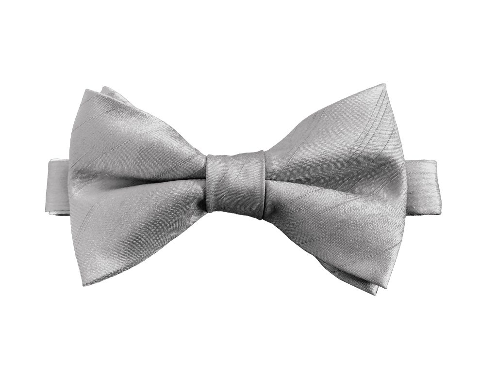 Gun Metal Silver Dupion (Ready Tied) Bow Tie