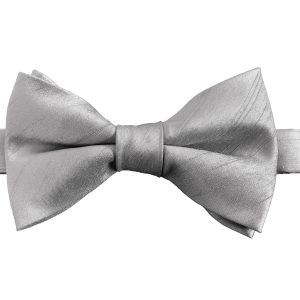 Gun Metal Silver Dupion (Ready Tied) Bow Tie