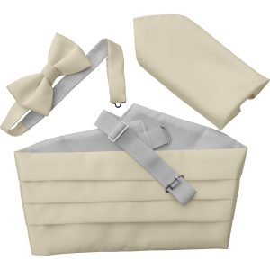 Satin Ivory Italian Satin Wedding Cummerbund and Bow Tie Set