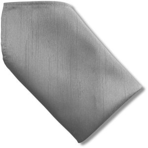 Gun Metal Silver Dupion 8 inch Hanky Pocket Square