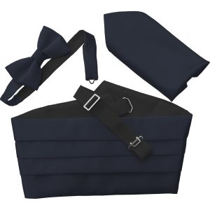 Satin Navy Blue Italian Satin Wedding Cummerbund and Bow Tie Set