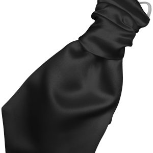 Satin Black Elastic Ruche Cravat