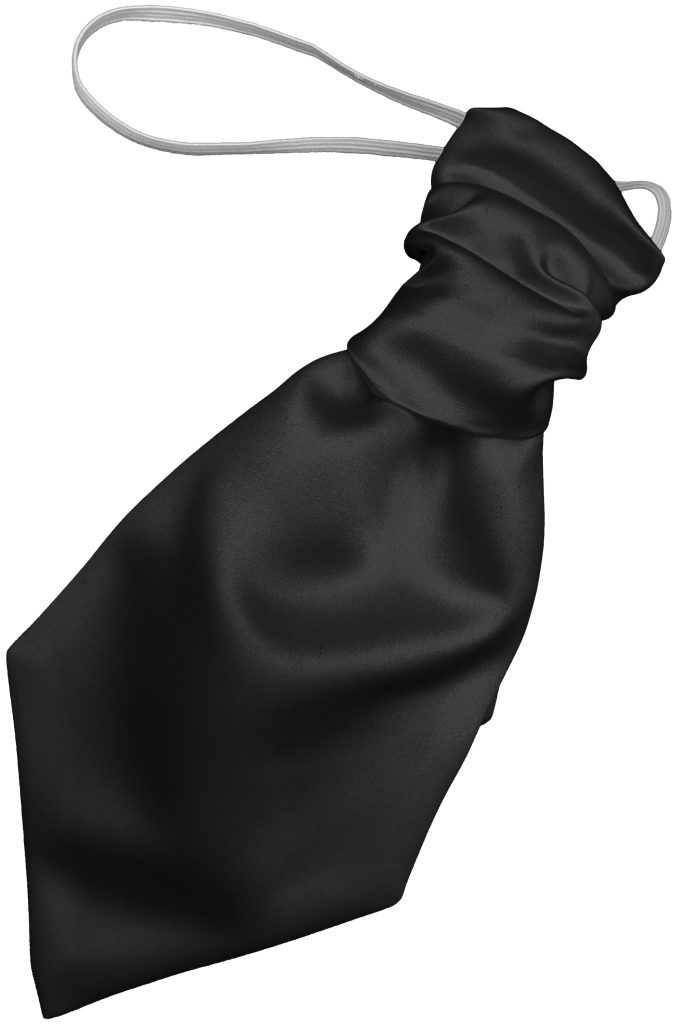 Satin Black Elastic Ruche Cravat