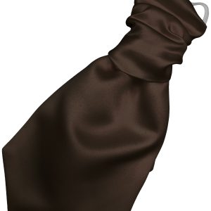 Satin Brown Elastic Ruche Cravat