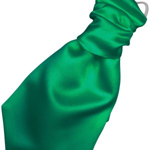 Satin Emerald Green Elastic Ruche Cravat