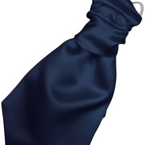 Satin Navy Blue Elastic Ruche Cravat