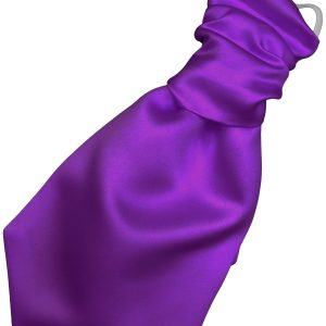 Satin Purple Elastic Ruche Cravat