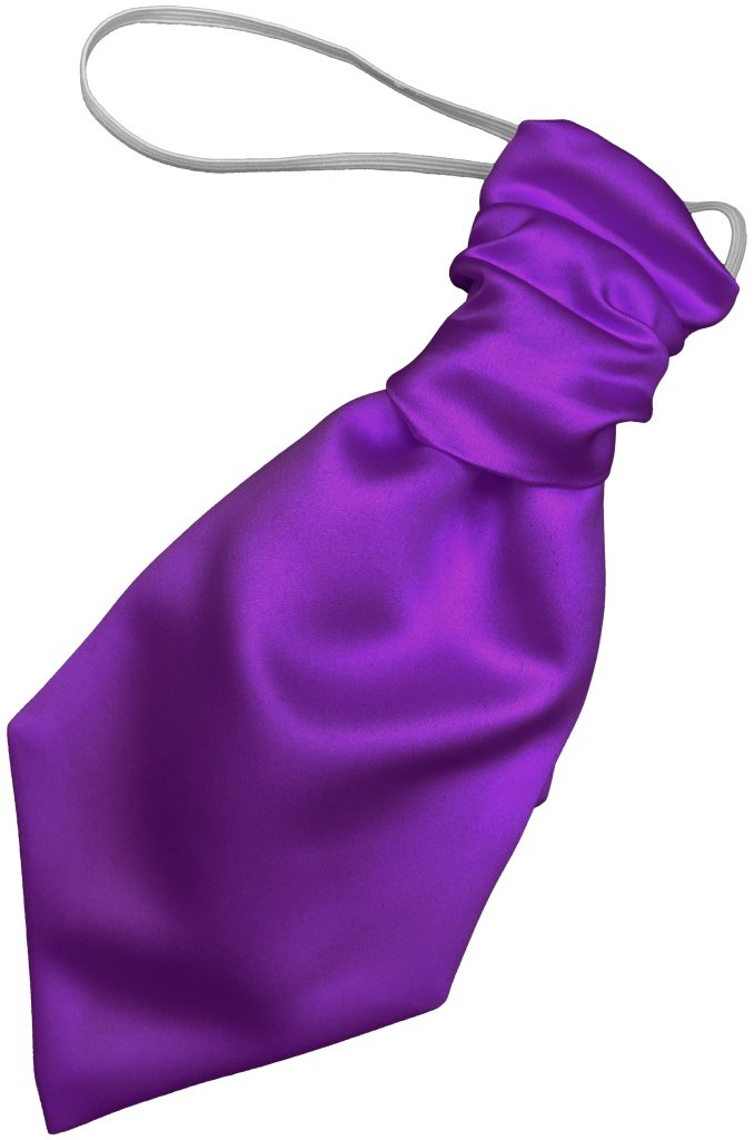 Satin Purple Elastic Ruche Cravat