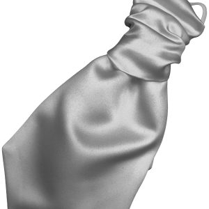 Satin Silver Elastic Ruche Cravat