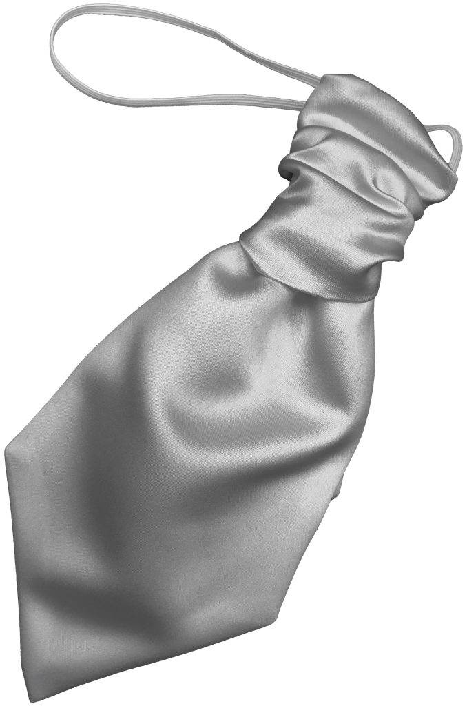 Satin Silver Elastic Ruche Cravat