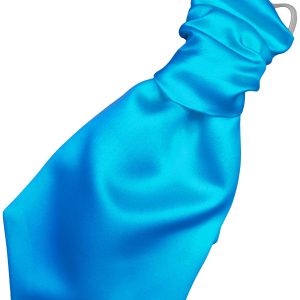 Satin Turquoise Elastic Ruche Cravat