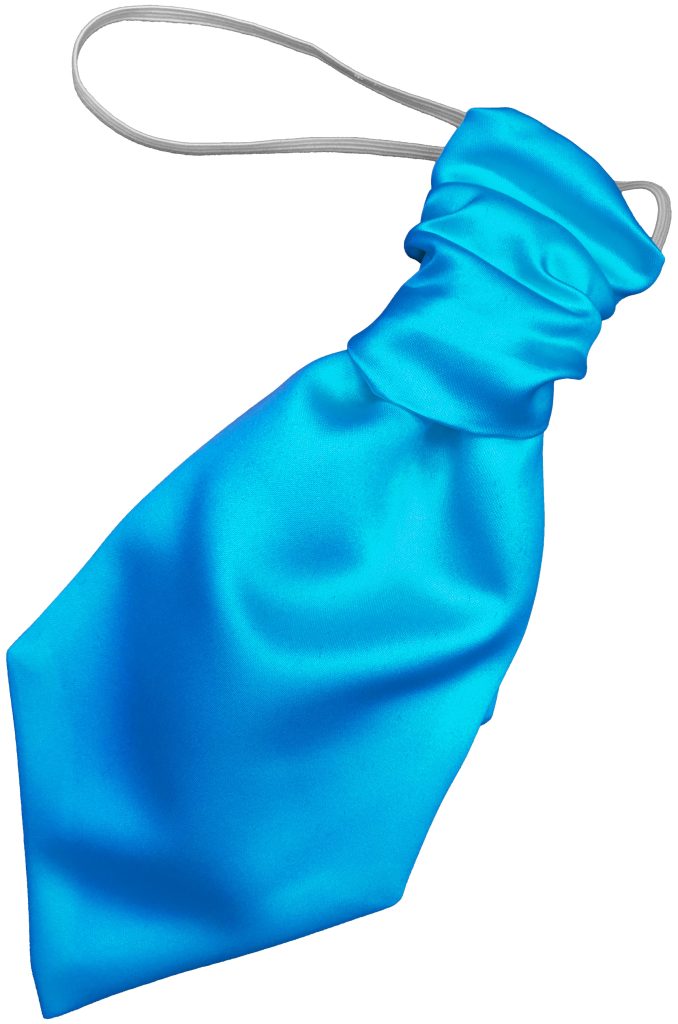 Satin Turquoise Elastic Ruche Cravat