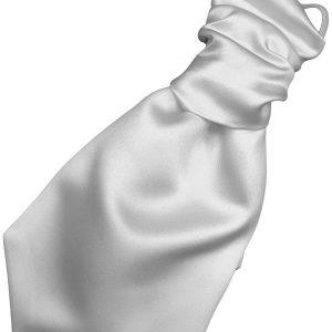 Satin White Elastic Ruche Cravat