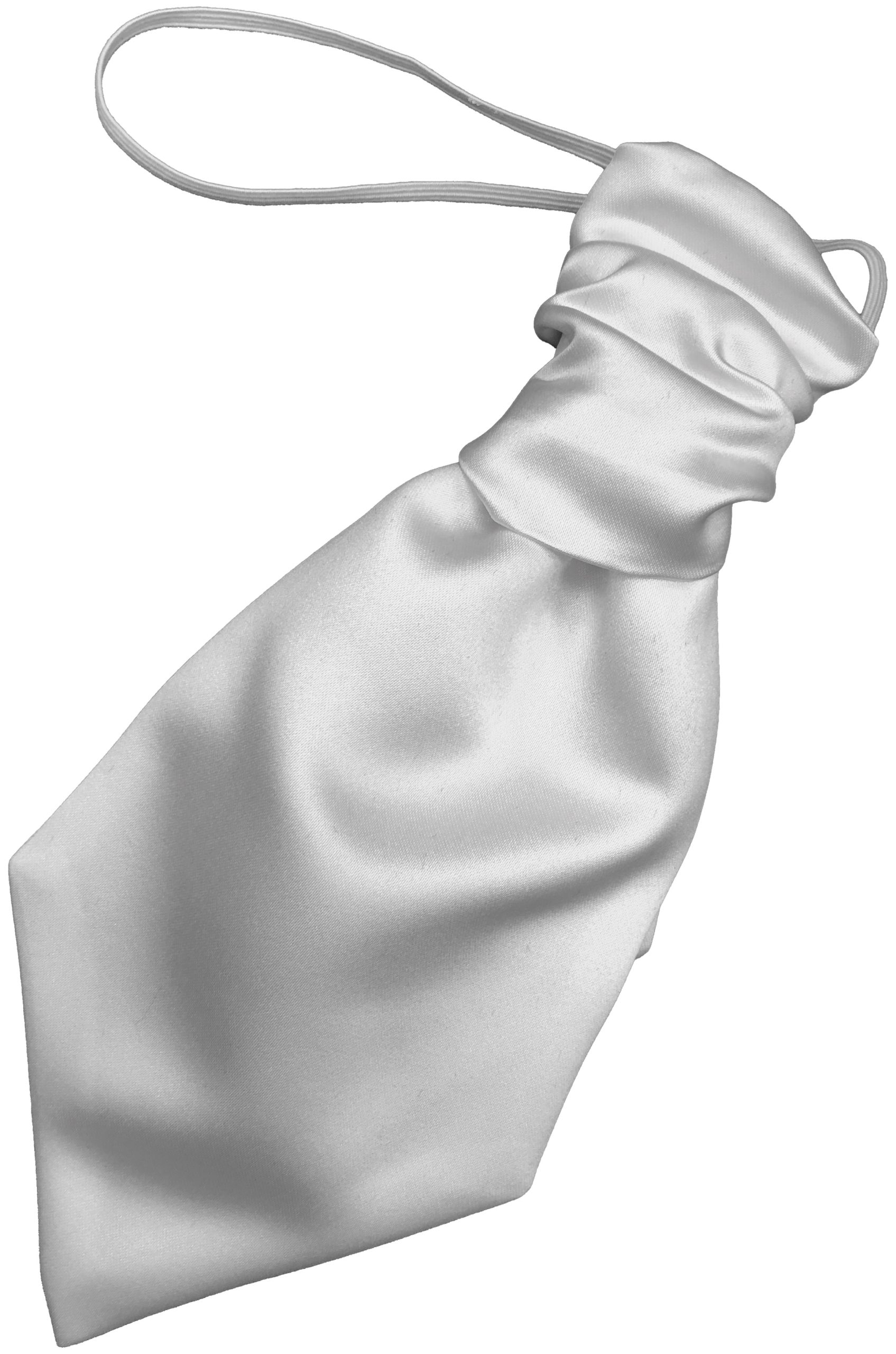 Satin White Elastic Ruche Cravat