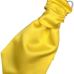 Satin Yellow Elastic Ruche Cravat