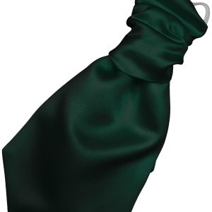 Satin Bottle Green Elastic Ruche Cravat