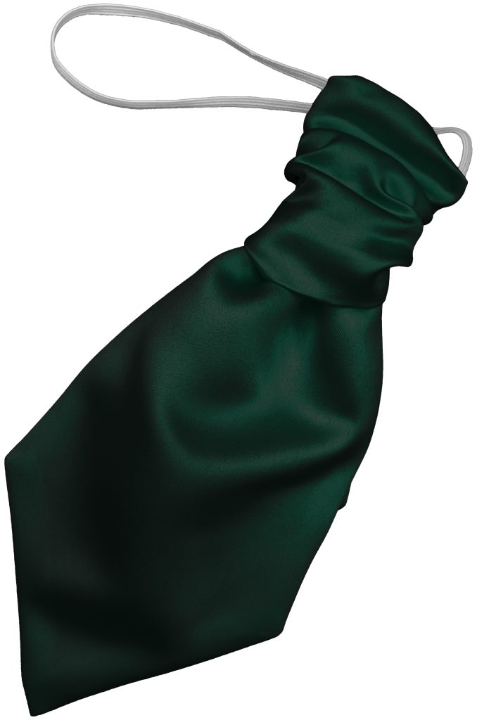 Satin Bottle Green Elastic Ruche Cravat