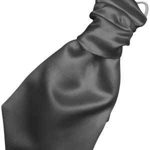 Satin Slate Elastic Ruche Cravat