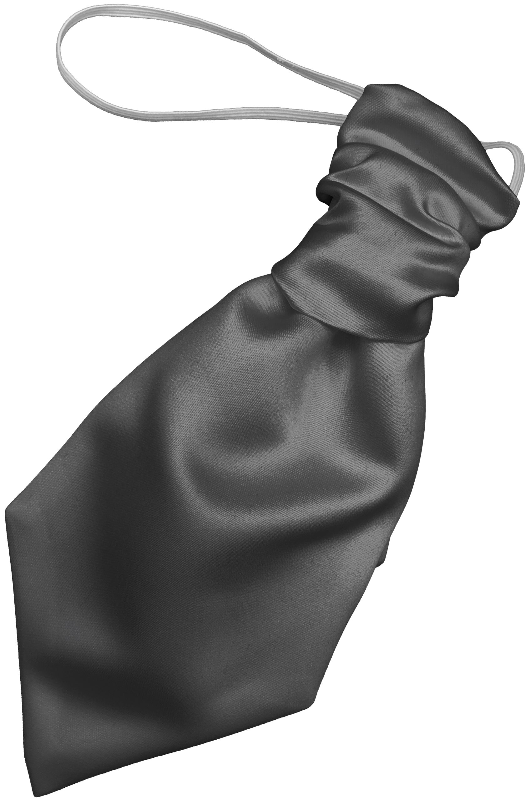 Satin Slate Elastic Ruche Cravat