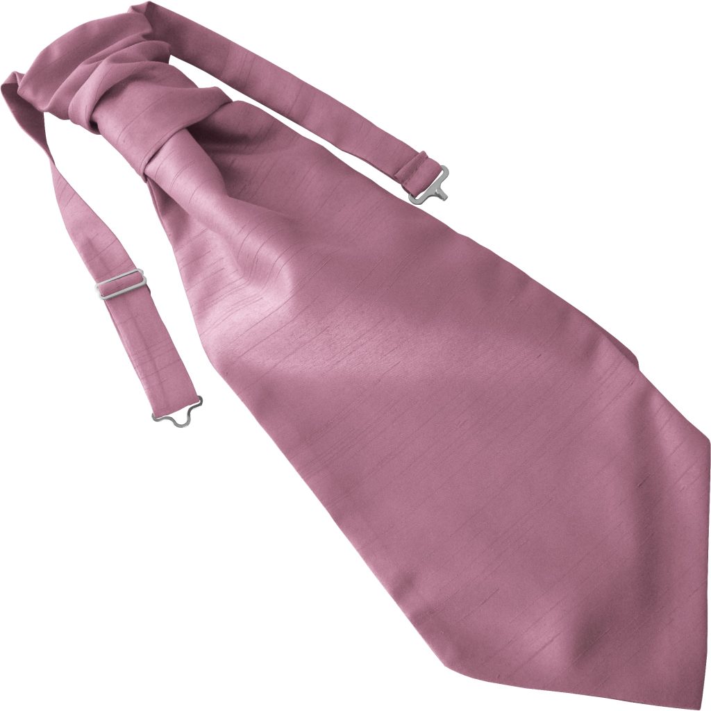 Dusty Pink Dupion Ruche Cravat Adult Size Pre-tied