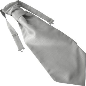 Gun Metal Silver Dupion Ruche Cravat Adult Size Pre-tied