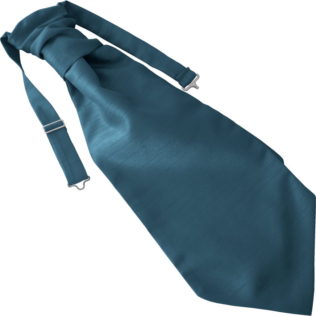 Teal Dupion Ruche Cravat Adult Size Pre-tied
